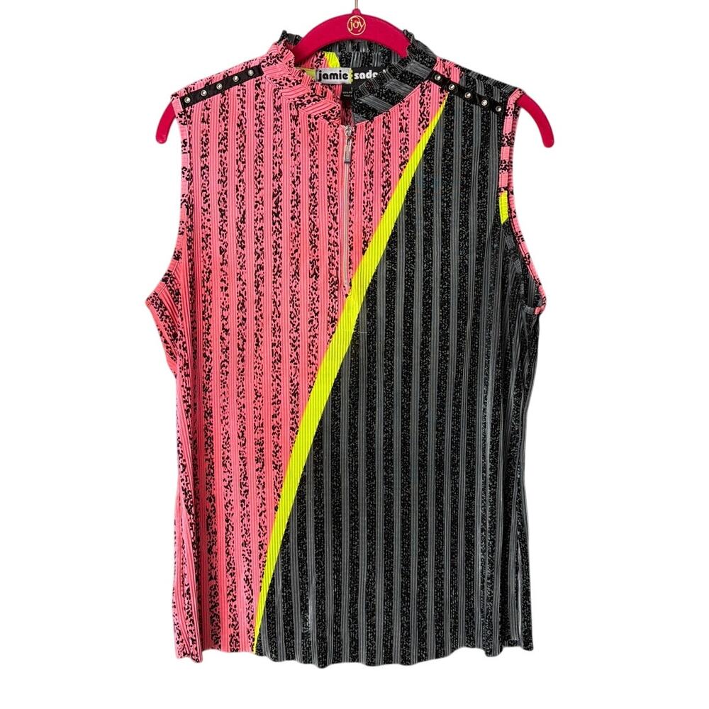 Jamie Sadock Golf Shirt Black Gray Watermelon Lime Green L Pickleball Tennis